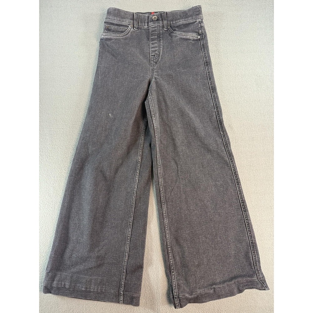 SPANX Jeans Womens Small Charcoal Wash Gray Mid Rise Wide Leg Denim Stretch